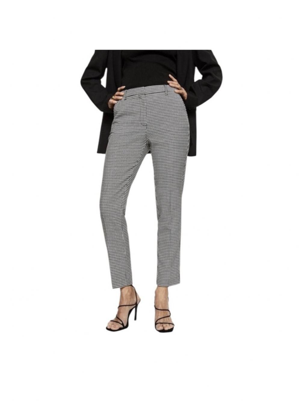 Mango Black & White Houndstooth Trousers